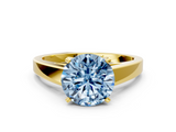 Yellow gold Fancy Blue Round  Solitaire Engagement Ring with Four-Prong Setting and Tapered Band_3