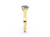 Yellow gold Fancy Blue Round  Solitaire Engagement Ring with Four-Prong Setting and Tapered Band_5