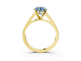 Yellow gold Fancy Blue Round  Solitaire Engagement Ring with Four-Prong Setting and Tapered Band_6
