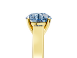Yellow gold Fancy Blue Round  Solitaire Engagement Ring with Four-Prong Setting and Tapered Band_8