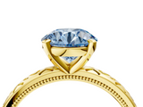 Yellow gold Fancy Blue Round  Solitaire Engagement Ring with Scrollwork Band and Four-Prong Setting_136