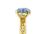 Yellow gold Fancy Blue Round  Solitaire Engagement Ring with Scrollwork Band and Four-Prong Setting_137