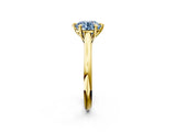 Yellow gold Fancy Blue Round  Solitaire Engagement Ring with Six-Prong Setting and Classic Band 3