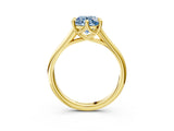Yellow gold Fancy Blue Round  Solitaire Engagement Ring with Six-Prong Setting and Classic Band 4