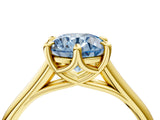 Yellow gold Fancy Blue Round  Solitaire Engagement Ring with Six-Prong Setting and Classic Band 5