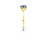 Yellow gold Fancy Blue Round  Solitaire Heart Prong Engagement Ring with Tapered Band_56