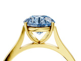 Yellow gold Fancy Blue Round  Solitaire Heart Prong Engagement Ring with Tapered Band_58