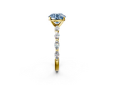 Yellow gold Fancy Blue Round  Solitaire Marquise Side Stone Prong Setting Ring_46