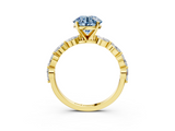 Yellow gold Fancy Blue Round  Solitaire Marquise Side Stone Prong Setting Ring_47