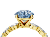 Yellow gold Fancy Blue Round  Solitaire Marquise Side Stone Prong Setting Ring_48