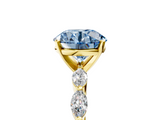 Yellow gold Fancy Blue Round  Solitaire Marquise Side Stone Prong Setting Ring_49