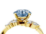 Yellow gold Fancy Blue Round  Solitaire Marquise Twist Band with Six-Prong Setting_69