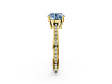 Yellow gold Fancy Blue Round  Solitaire Pavé Band Prong Setting Ring_23