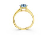 Yellow gold Fancy Blue Round  Solitaire Pavé Band Prong Setting Ring_24
