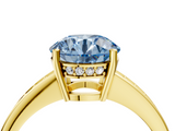 Yellow gold Fancy Blue Round  Solitaire Pavé Band Prong Setting Ring_25