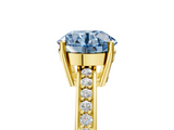 Yellow gold Fancy Blue Round  Solitaire Pavé Band Prong Setting Ring_26