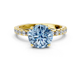 Yellow gold Fancy Blue Round  Solitaire Pavé Band with Four-Prong Setting_156