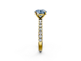 Yellow gold Fancy Blue Round  Solitaire Pavé Band with Four-Prong Setting_158
