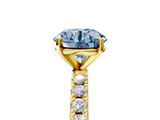 Yellow gold Fancy Blue Round  Solitaire Pavé Band with Four-Prong Setting_161
