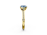 Yellow gold Fancy Blue Round  Solitaire Pavé Band with Four-Prong Setting_51