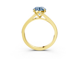 Yellow gold Fancy Blue Round  Solitaire Pavé Band with Four-Prong Setting_52