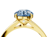 Yellow gold Fancy Blue Round  Solitaire Pavé Band with Four-Prong Setting_53