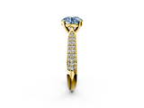 Yellow gold Fancy Blue Round  Solitaire Pavé Diamond Engagement Ring with Four-Prong Setting_121