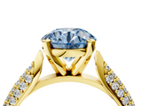 Yellow gold Fancy Blue Round  Solitaire Pavé Diamond Engagement Ring with Four-Prong Setting_123