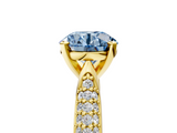 Yellow gold Fancy Blue Round  Solitaire Pavé Diamond Engagement Ring with Four-Prong Setting_124