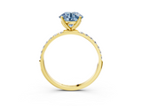 Yellow gold Fancy Blue Round  Solitaire Pavé Diamond Engagement Ring with Four-Prong Setting_28