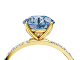 Yellow gold Fancy Blue Round  Solitaire Pavé Diamond Engagement Ring with Four-Prong Setting_29