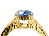 Yellow gold Fancy Blue Round  Solitaire Pavé Diamond Milgrain Engagement Ring with Four-Prong Setting_7