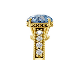 Yellow gold Fancy Blue Round  Solitaire Pavé Diamond Milgrain Engagement Ring with Four-Prong Setting_8