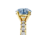 Yellow gold Fancy Blue Round  Solitaire Pave Diamond Engagement Ring with Four-Prong Setting_190