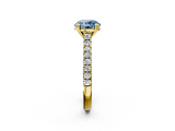 Yellow gold Fancy Blue Round  Solitaire Pave Diamond Engagement Ring with Prong Setting_22