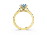 Yellow gold Fancy Blue Round  Solitaire Pave Diamond Engagement Ring with Prong Setting_23
