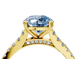Yellow gold Fancy Blue Round  Solitaire Pave Diamond Engagement Ring with Prong Setting_24