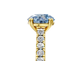 Yellow gold Fancy Blue Round  Solitaire Pave Diamond Engagement Ring with Prong Setting_25