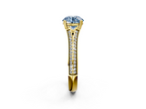 Yellow gold Fancy Blue Round  Solitaire Pave Split Shank Engagement Ring with Six-Prong Setting_38