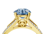 Yellow gold Fancy Blue Round  Solitaire Pave Split Shank Engagement Ring with Six-Prong Setting_40