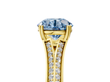 Yellow gold Fancy Blue Round  Solitaire Pave Split Shank Engagement Ring with Six-Prong Setting_41