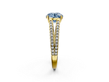 Yellow gold Fancy Blue Round  Solitaire Split Shank Pavé Diamond Engagement Ring_373