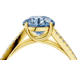 Yellow gold Fancy Blue Round  Solitaire Split Shank Pavé Diamond Engagement Ring_375