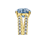 Yellow gold Fancy Blue Round  Solitaire Split Shank Pavé Diamond Engagement Ring_376