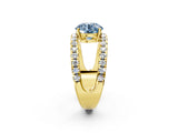 Yellow gold Fancy Blue Round  Solitaire Split Shank Pave Diamond Ring_51