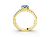 Yellow gold Fancy Blue Round  Solitaire Split Shank Pave Diamond Ring_52