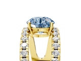 Yellow gold Fancy Blue Round  Solitaire Split Shank Pave Diamond Ring_54