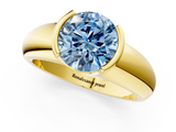 Yellow gold Fancy Blue Round  Solitaire Tension Set Diamond Ring with Wide Band_21