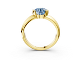 Yellow gold Fancy Blue Round  Solitaire Tension Set Diamond Ring with Wide Band_23