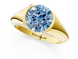 Yellow gold Fancy Blue Round  Solitaire Tension Set Diamond Ring_21